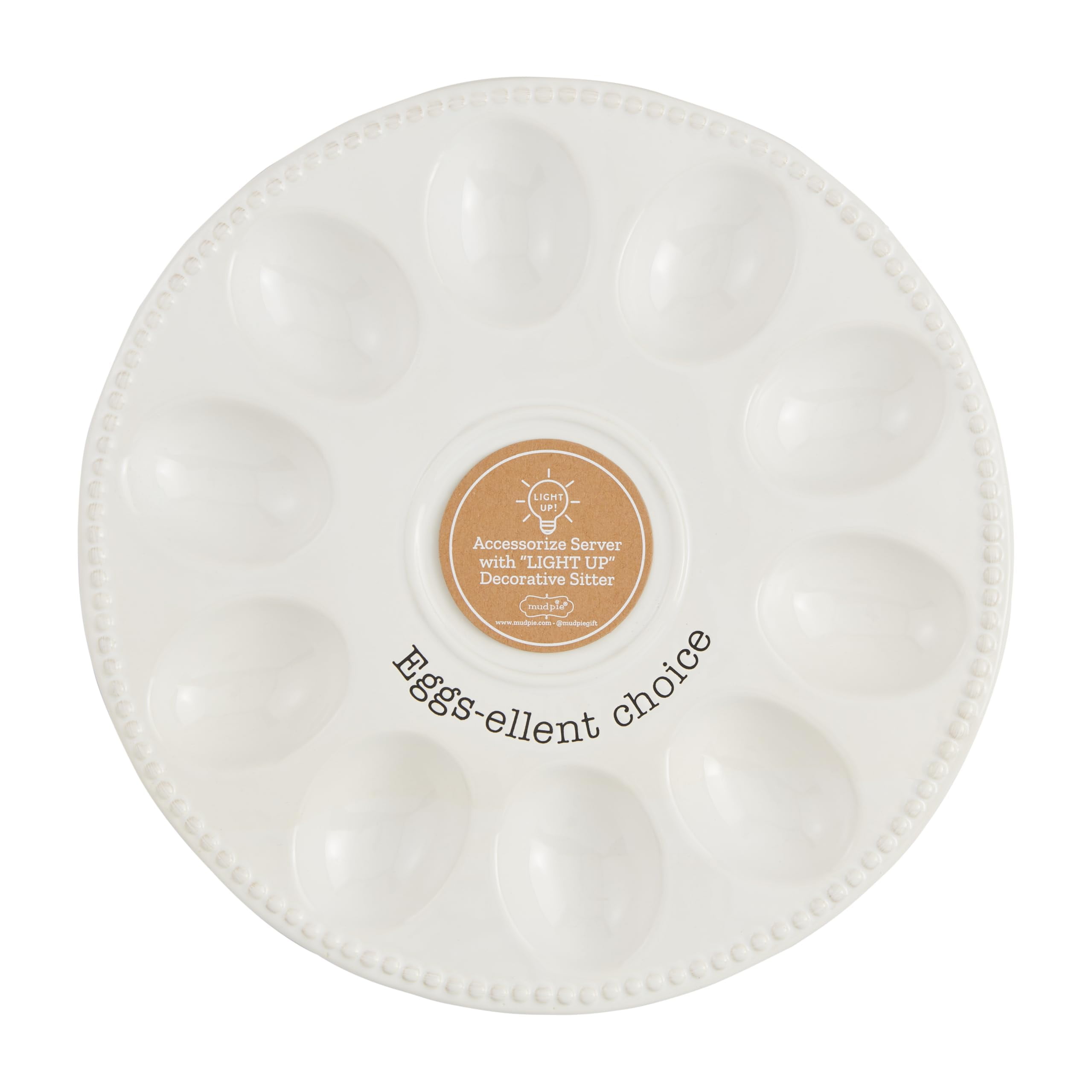 Mud Pie 10" Dia Deviled Egg Tray, White
