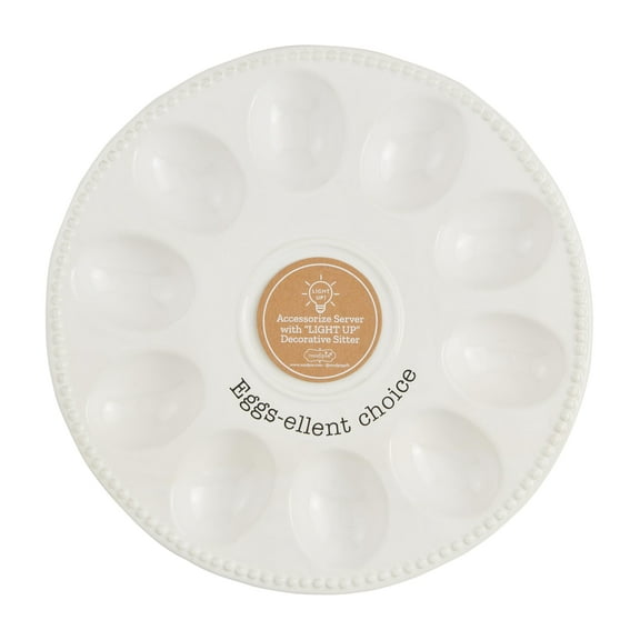 Mud Pie 10" Dia Deviled Egg Tray, White