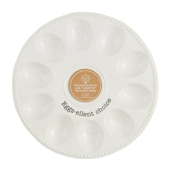 Mud Pie 10" Dia Deviled Egg Tray, White