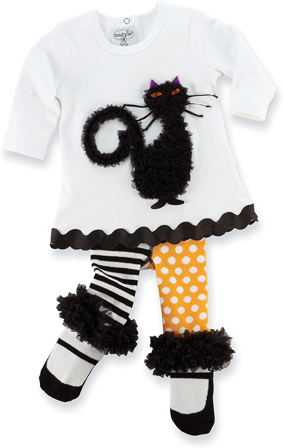 Mud Pie Baby Girl's Fall Romper & Shirt Set - Cotton Gauze Ruffle Romper With Floral Top