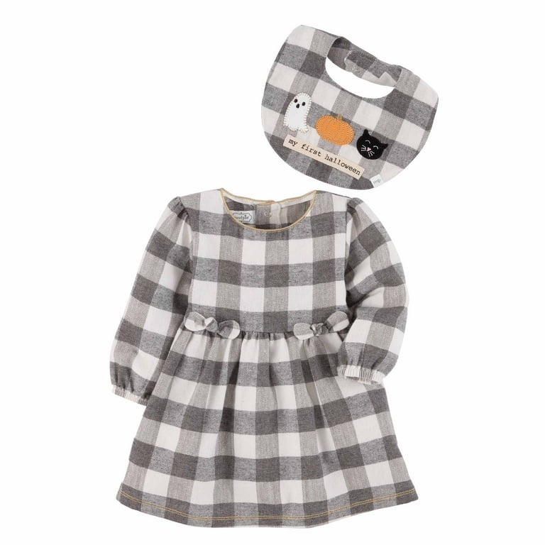 Mud Pie Baby Girls Halloween Thanksgiving Turkey Gingham Dress Bib Set 0 3 Months Walmart