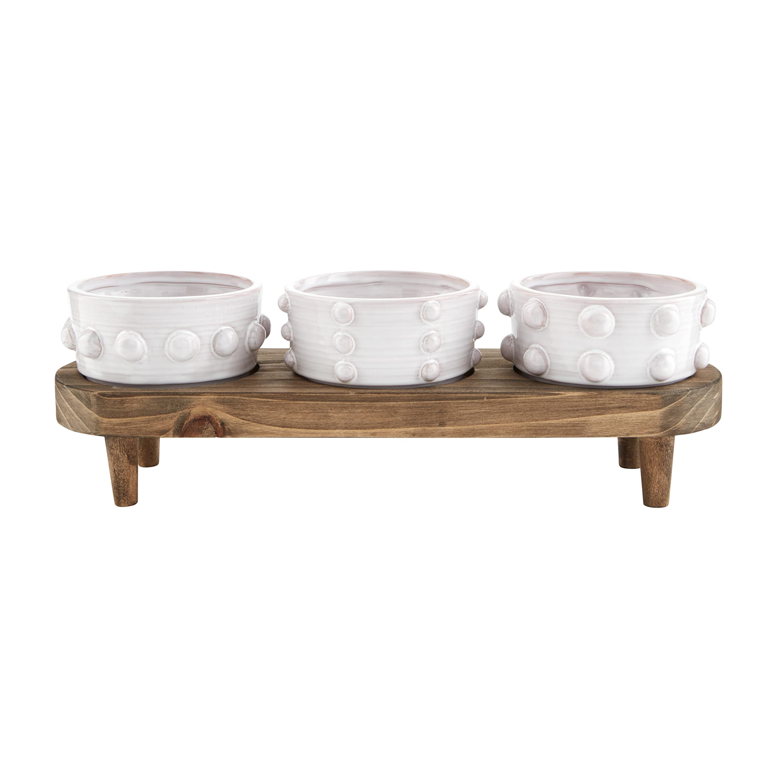 Mud Pie Beaded Dip Bowl with Wood Board