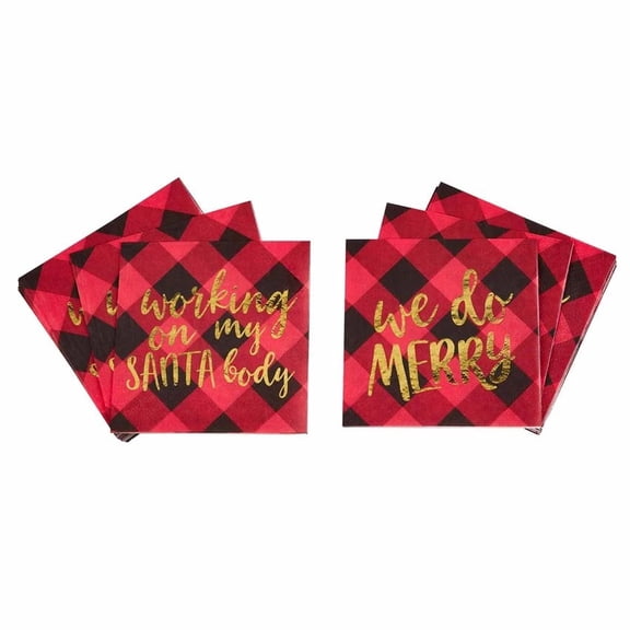 Mud Pie Christmas Appetizer-Cocktail-Party Buffalo Checker Paper Napkin Set (20 each design/ 40 count)