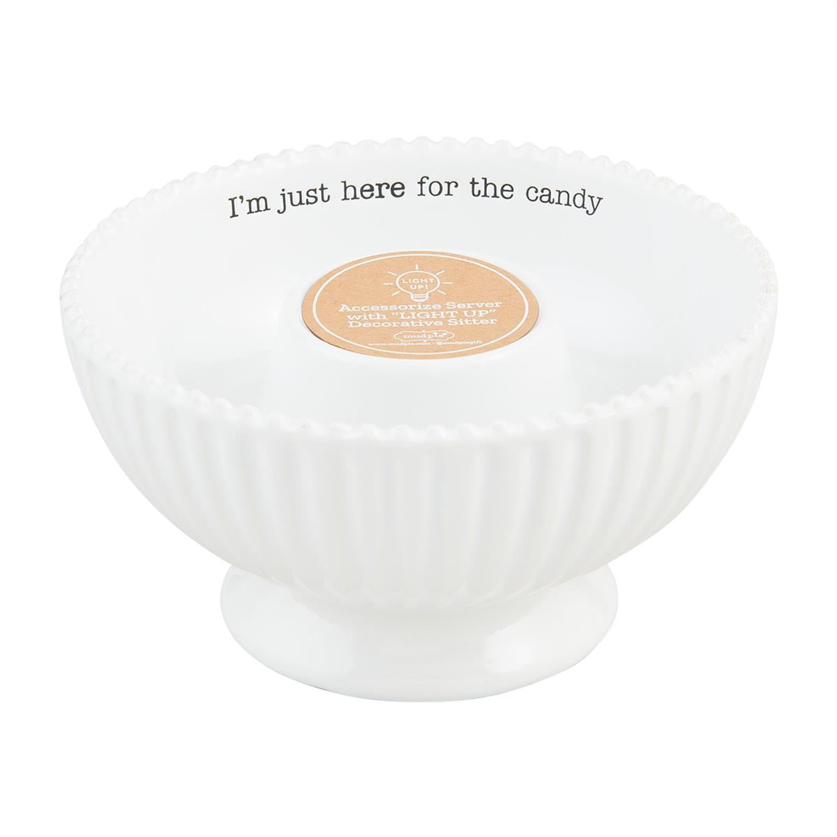 White Fluted Ceramic Pedestal Candy Bowl