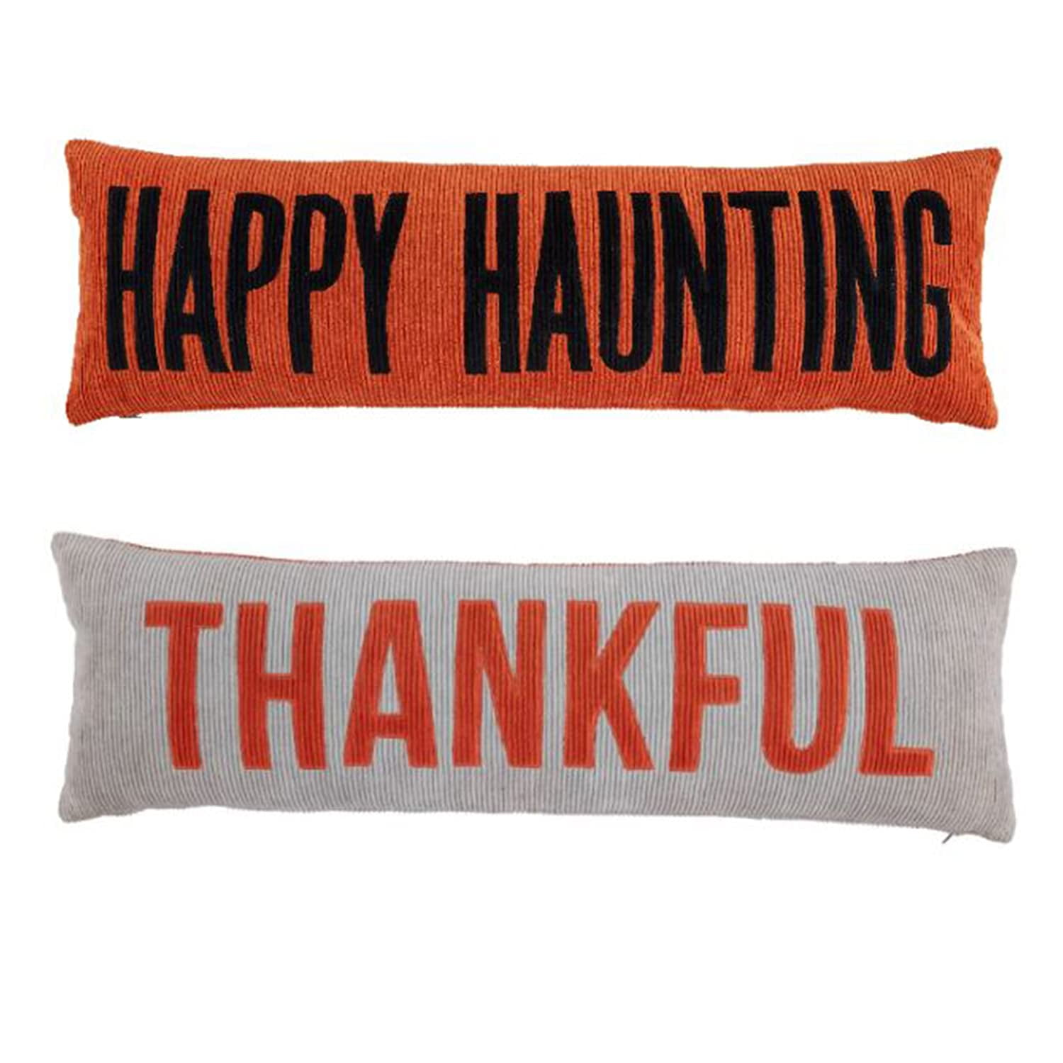 Reversible Orange and Beige Corduroy Halloween Thanksgiving Pillow