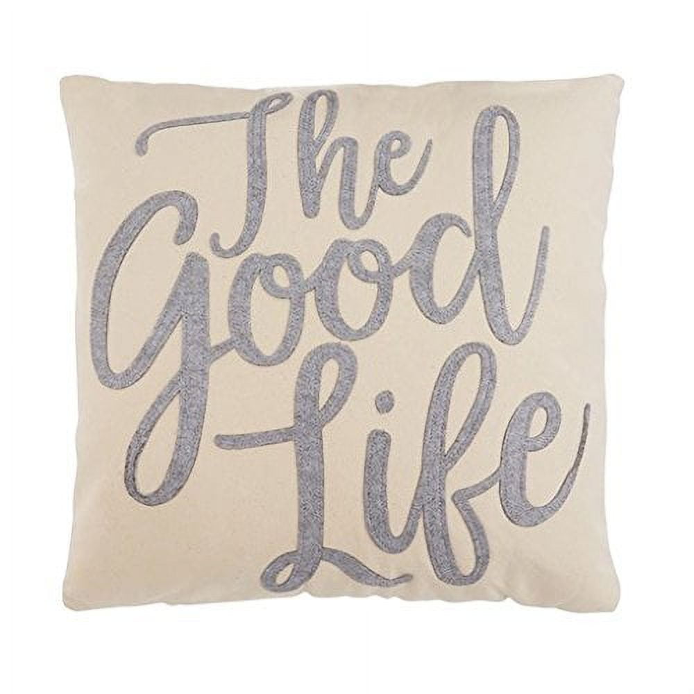 Mud Pie Home Decor Canvas and Felt Pillow 18x18 with The Good Life ...