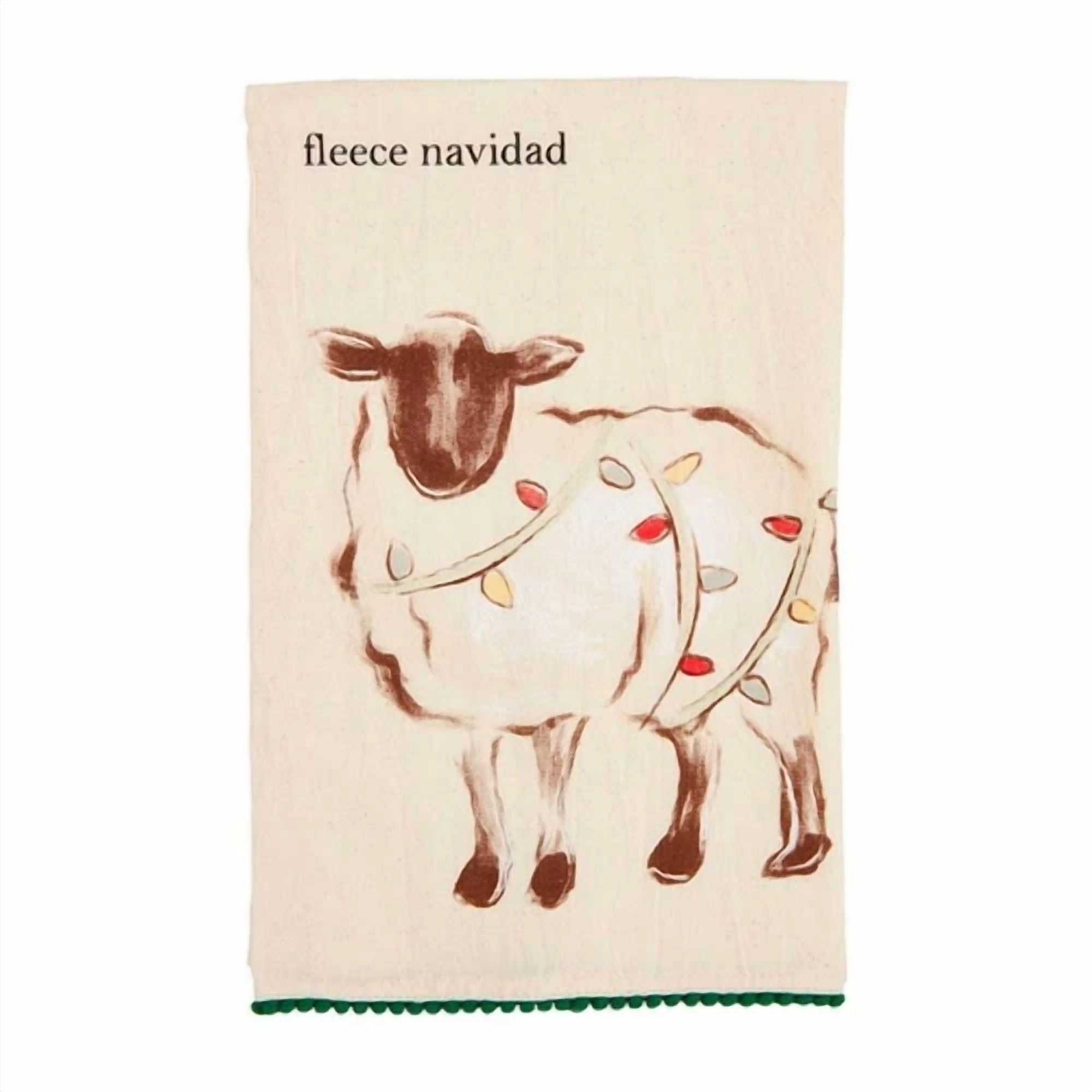 Mud Pie Home Fleece Navidad Sheep Lamb Christmas Farm Farmhouse Kitchen Towel