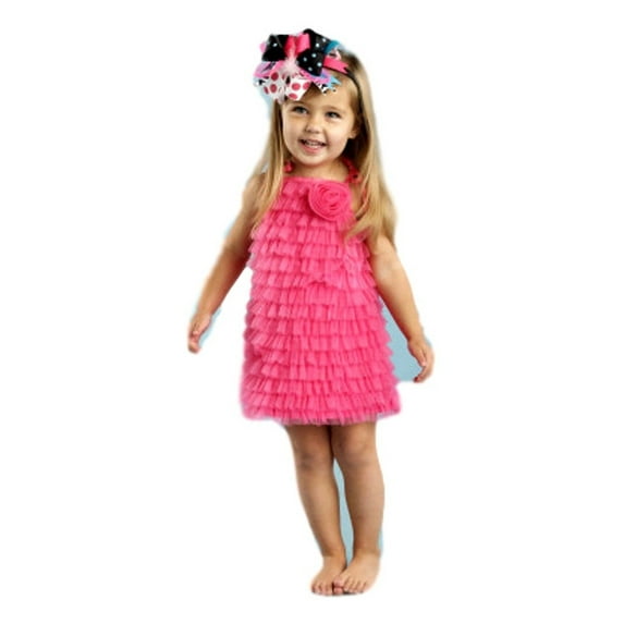Mud Pie Inc Hot Pink Chiffon Ruffle Dress