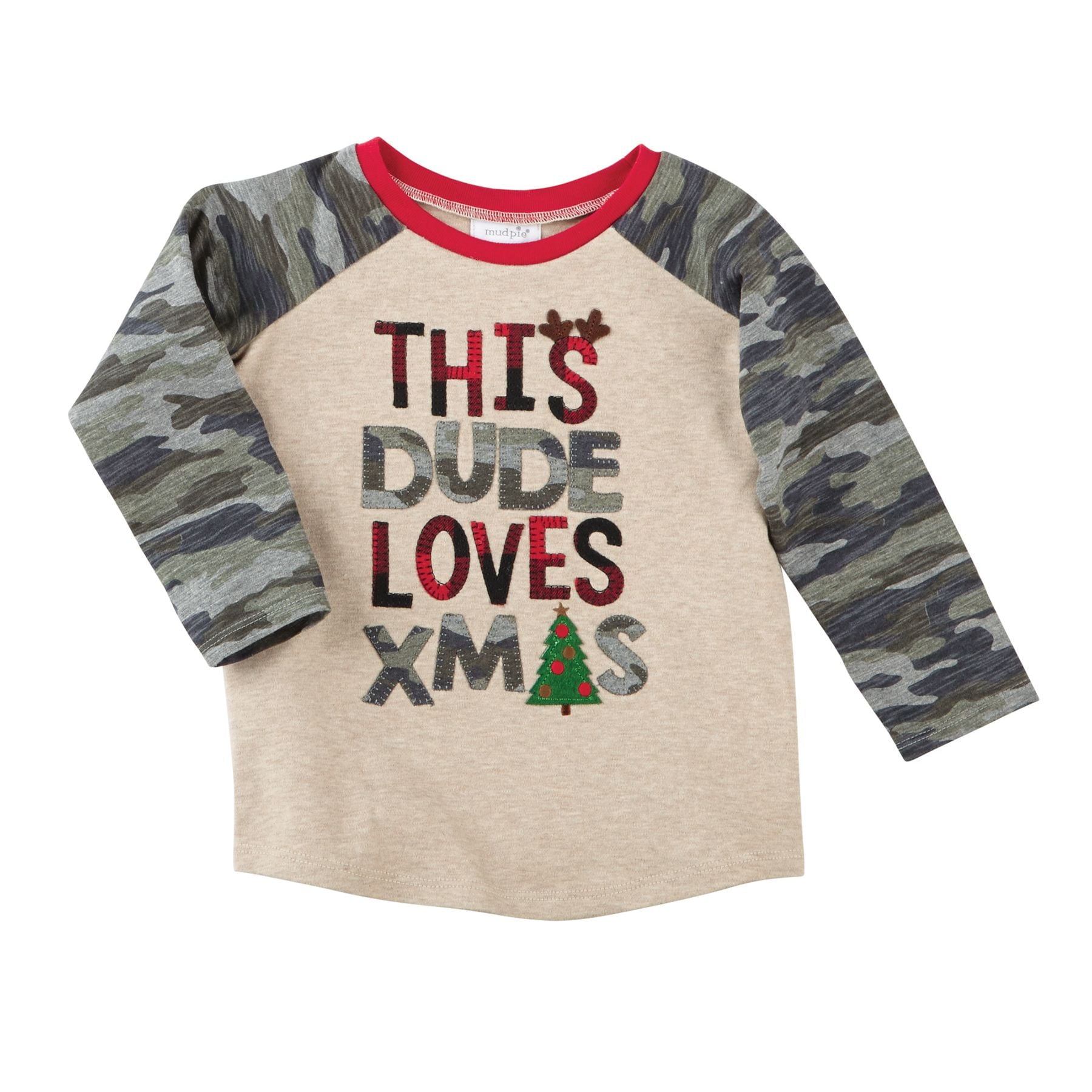 Mud Pie Little Boys' Christmas Holiday This Dude Camo TShirt12/18