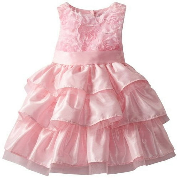 Mud Pie Little Girls' Chiffon Rosette Layered Dress, Pink, 3T