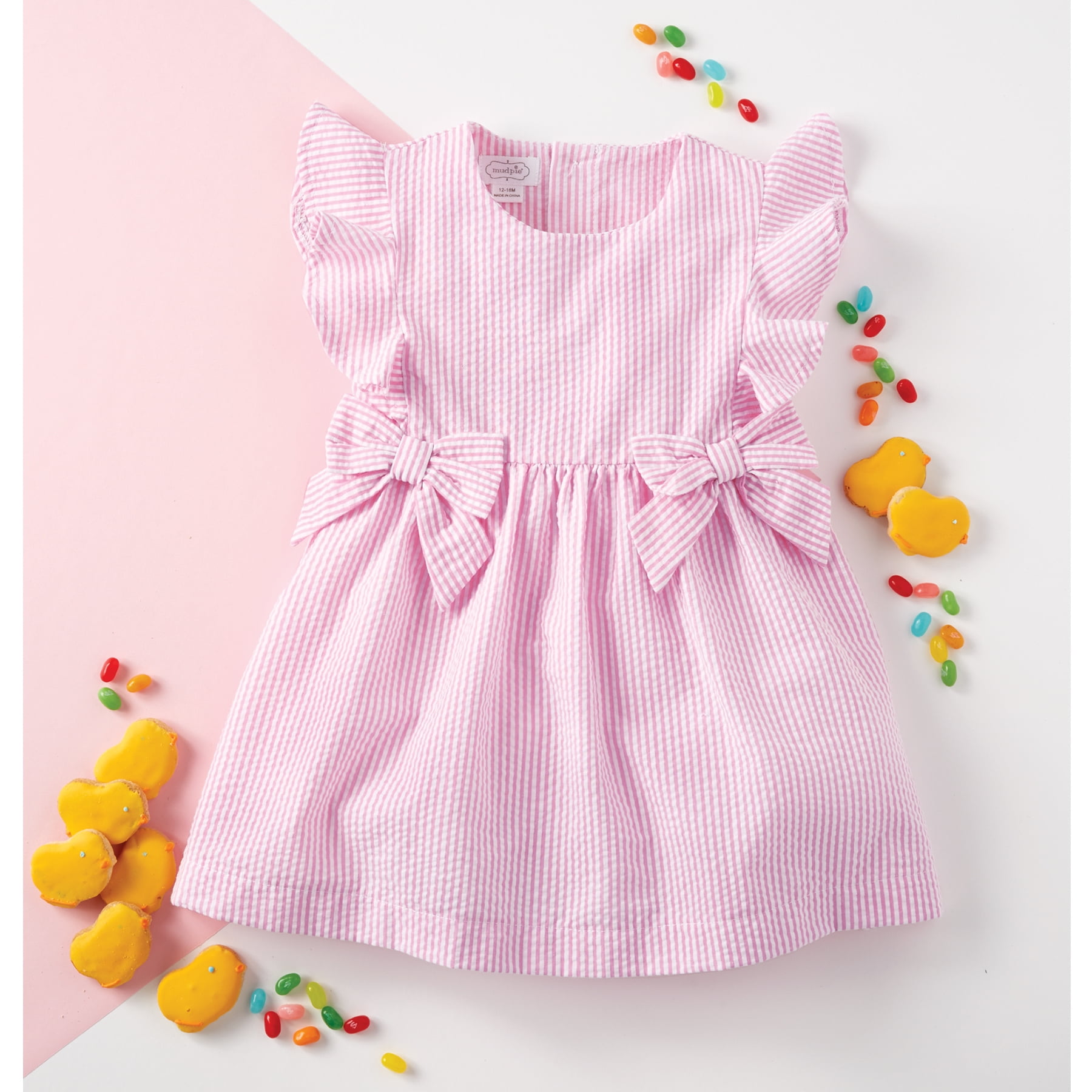Mud Pie Little Girls Pink Seersucker Dress