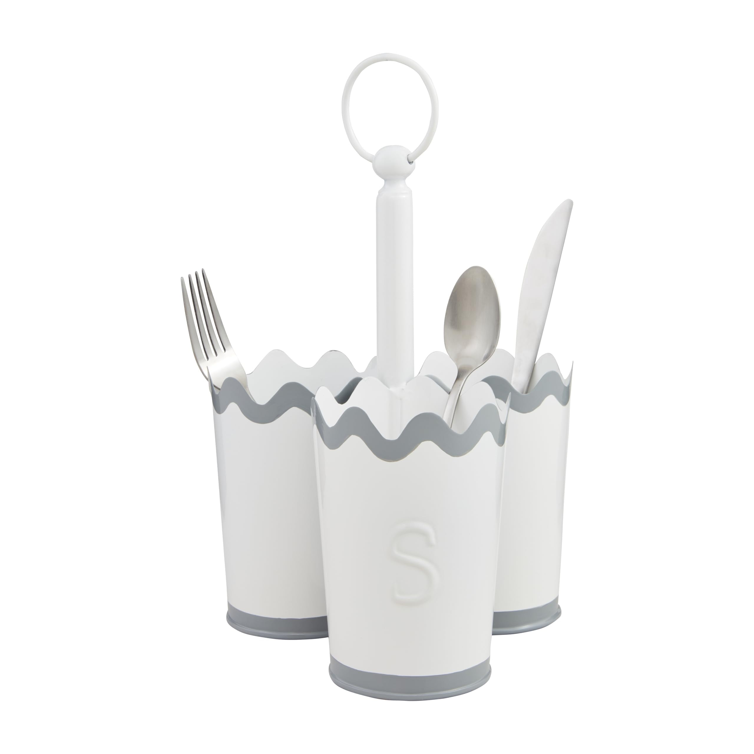 Mud Pie Scalloped Metal Utensil Holder