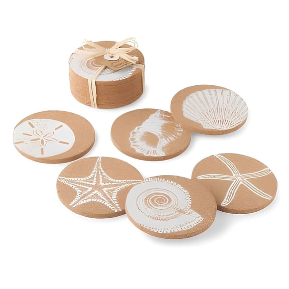 Mud Pie | Sea Shell Printed Cork Coasters - Set of 6