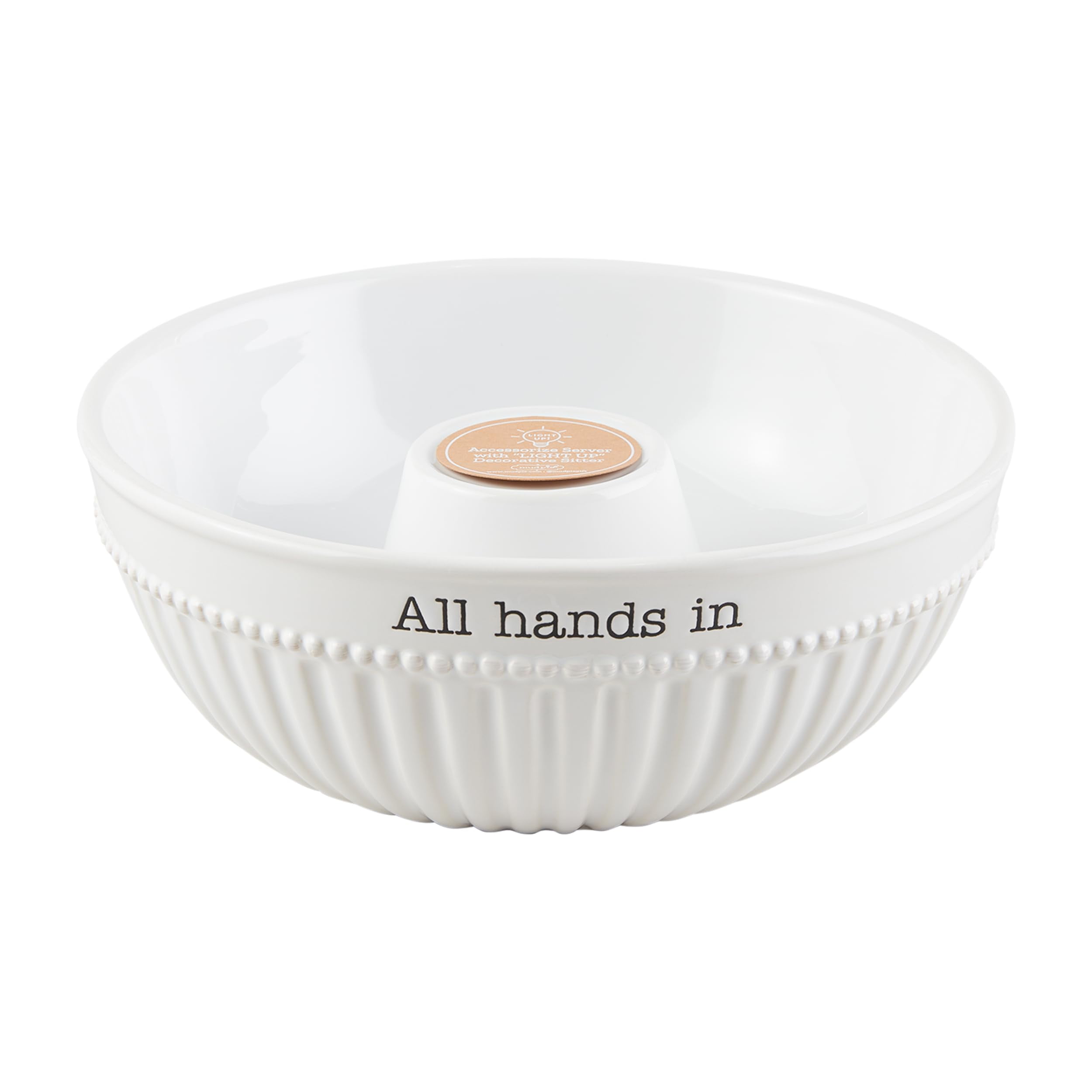 White Ceramic Microwave Safe Serving Bowl with Pedestal, 11" dia