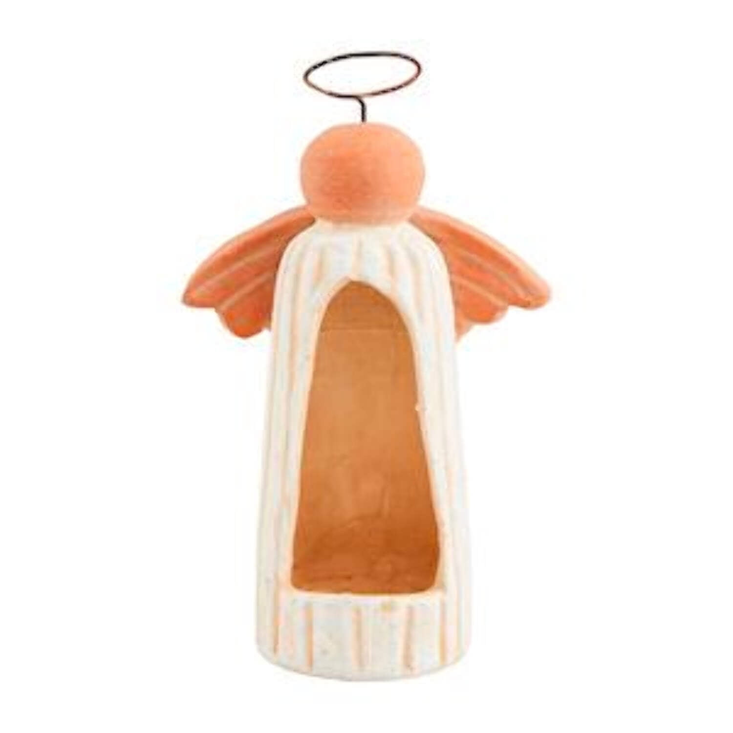 Mud Pie Large Ghost Votive Candle Holder - 4x4 Inch Terracotta Halloween Decor With Cut-Out Face