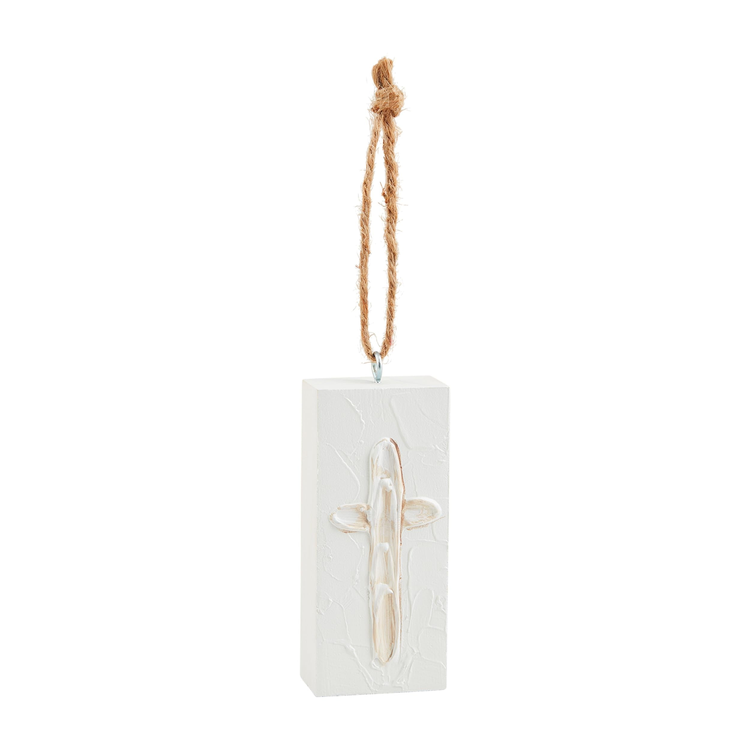 Mud Pie White Christmas Ornament, Cross