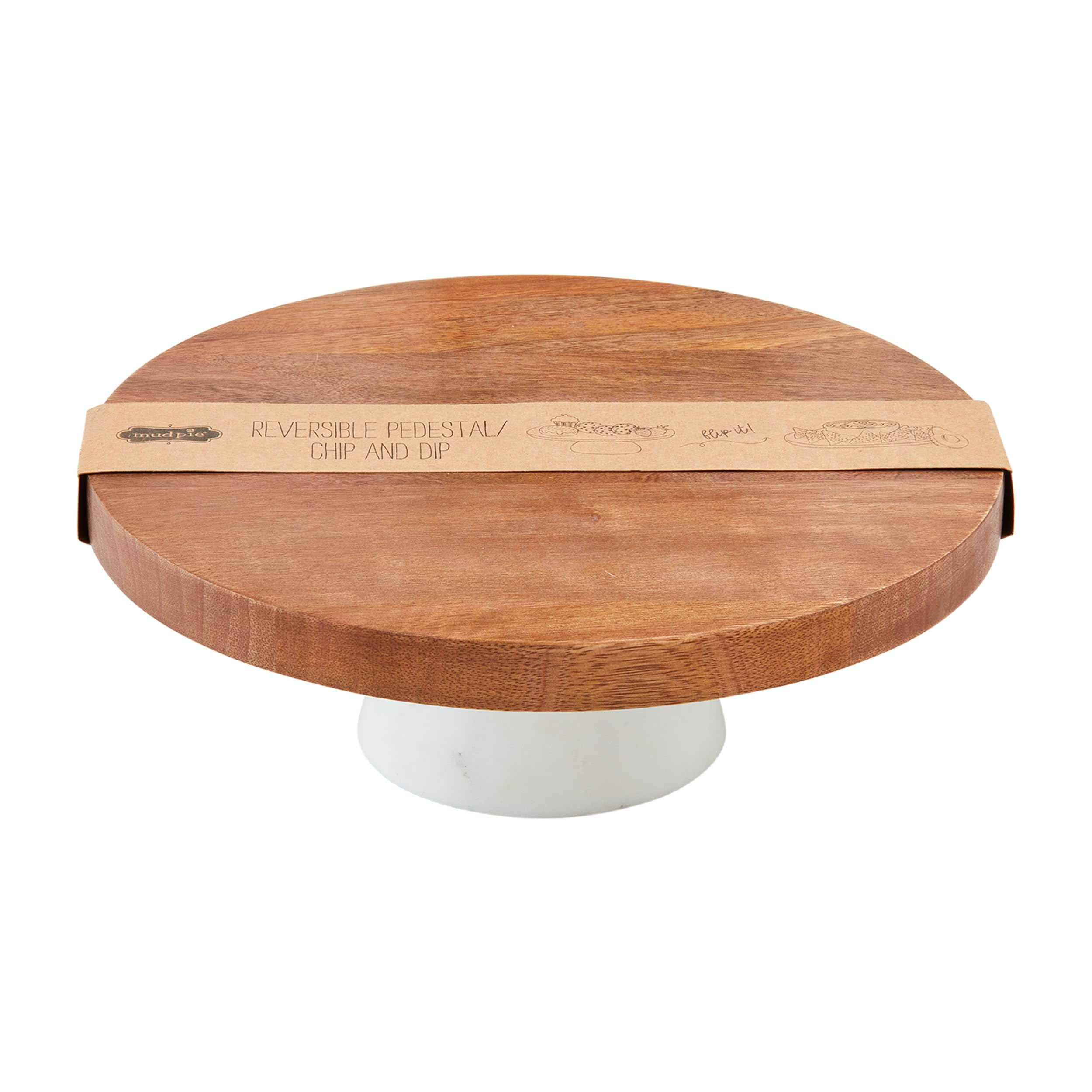 Mud Pie Wood Reverse Pedestal Chip and Dip Tray