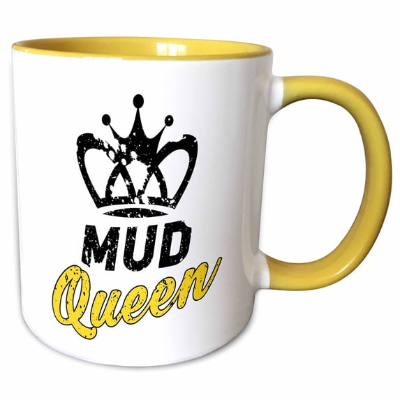 3drose, Mud Queen - Offroad Fan Motocross Atv Quad Biker 4-wheeler, 11oz Two-tone Yellow Mug