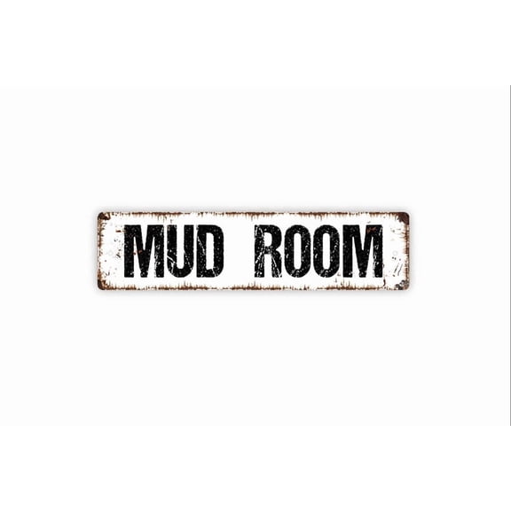 Mud Room Sign - Parlor Entryway Laundry Room Shoes Off Rustic Street Metal Aluminum Sign or Door Name Plate Plaque - Size: 16 x 4 Inches