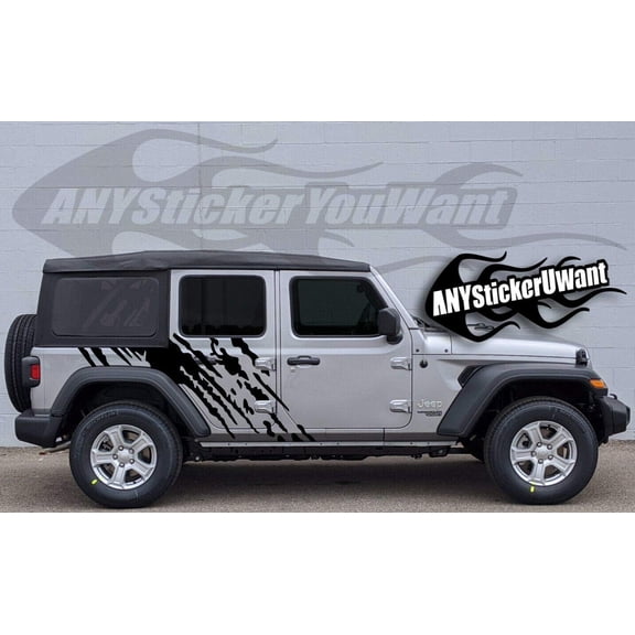 Mud Splash Vinyl Decal Side Graphic Fits and Compatible with Jeep Wrangler Unlimited Sport 2015-2021