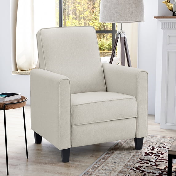 Mudah Fabric Upholstered Push Back Reclining Chair, Beige