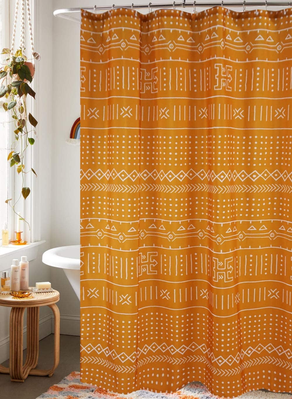 Watercolor Wave Stripe Shower Curtain - 72x72 Inch, Heavy Weight Fabric, Water Repellent, Teal Blue Abstract