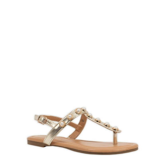 Mudd Amber Little & Big Girl T-Strap Pearl Sandal, Sizes 10-4
