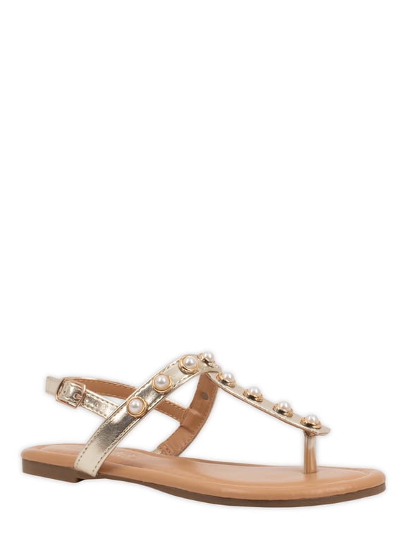 Amber Little & Big Girl T-Strap Pearl Sandal, Sizes 10-4