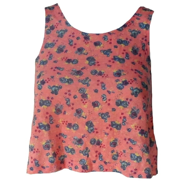 Mudd Big Girls Peach Floral Cropped Swing Tank Top (Large 14)