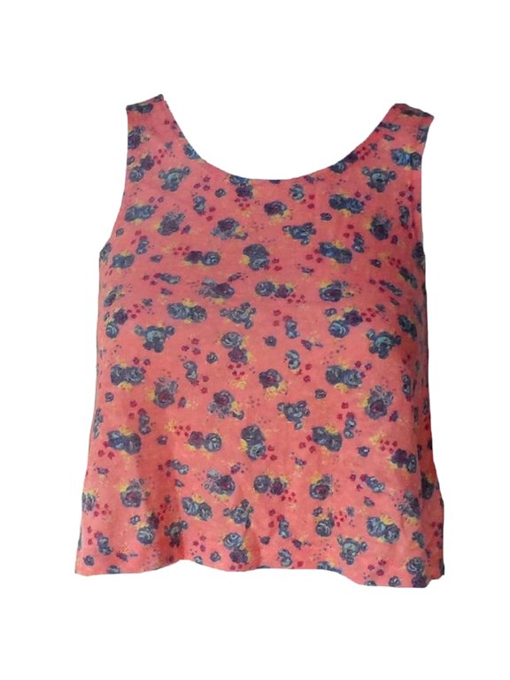 Big Girls Peach Floral Cropped Swing Tank Top (Large 14)