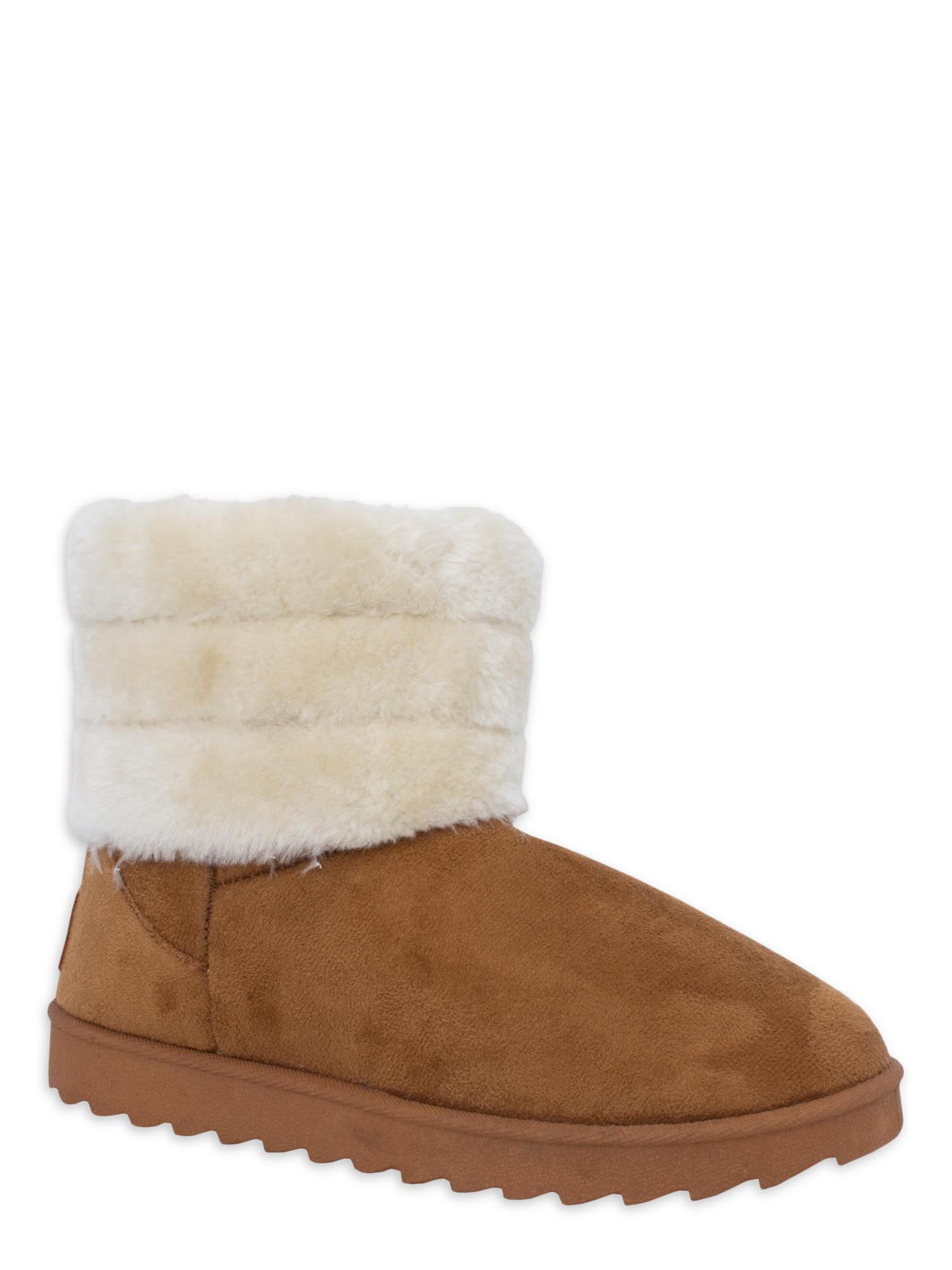 brown quilted faux fur lined boots