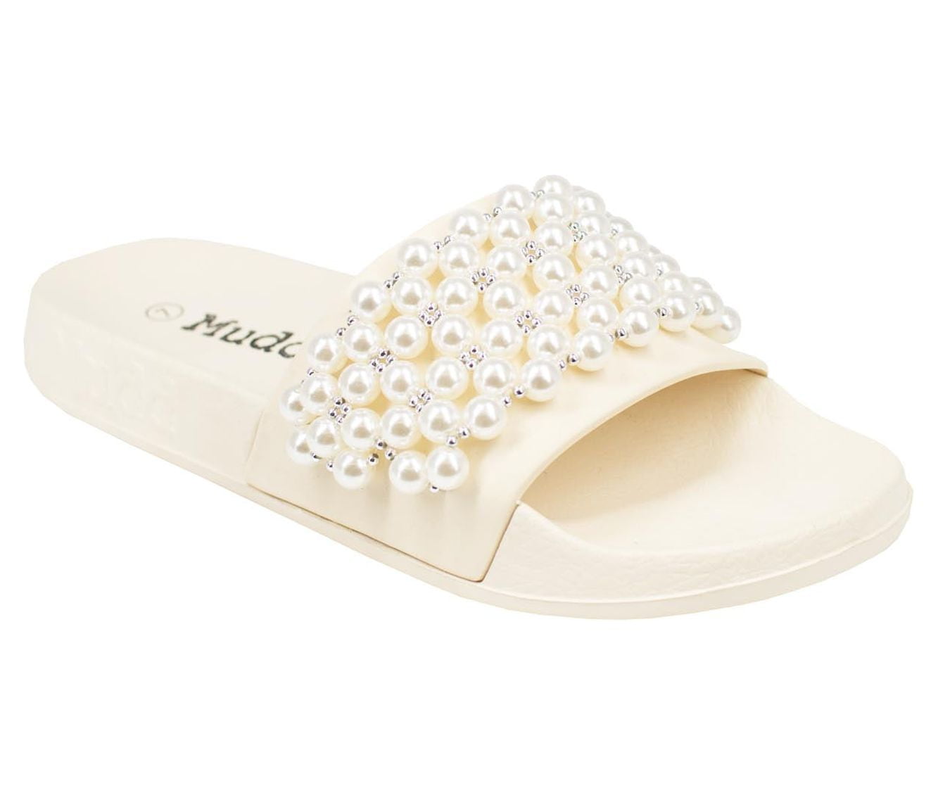 Qupid Athena Pearl Slide Sandals for Women in Off White | ATHENA-1634X –  Glik's