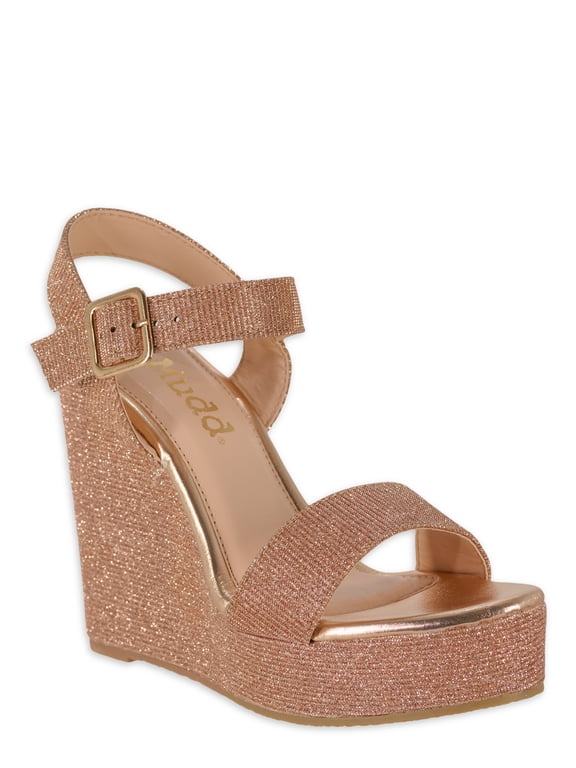 Women's Sparkle High Heel Wedge Sandals