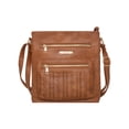 thumbnail image 1 of Mudd Women's Vegan Leather Cognac Perforated Cross Body With Adjustable Shoulder Strap, 1 of 6