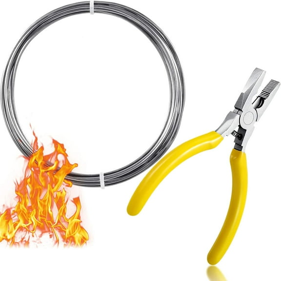 Mudder 10 Feet High Temp Wire Nichrome Heat Resistant Metal Wire 17 Gauge with a Mini Plier General Purpose Support Craft for DIY Jewelry Making