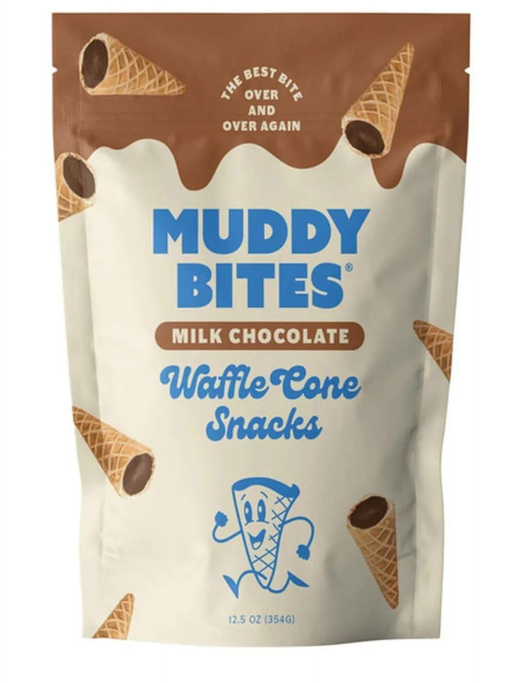 Muddie Bites Chocolate Waffle Cones, 12.5 oz, Ice Cream Snack Cones (2