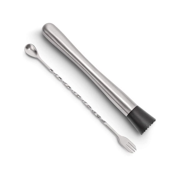 Muddler for Cocktails, Muddler and Long Handle Bar Cocktail Mixing Spoon, Stainless Steel Stirrer, Bar Accessories Tools for Mojitos Fruit Drinks 2PCS 9inch - Multicolor