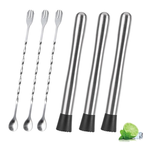 Muddlers for Cocktail Mixing Spoon , Muddlers 304 Stainless Steel Fruit Crusher Mixing Spoon Ice Crusher for Bar Party and Home