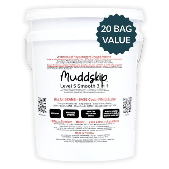 Muddskip Smooth Finish Drywall Bucket Ideal for Level 4 & 5 Finish