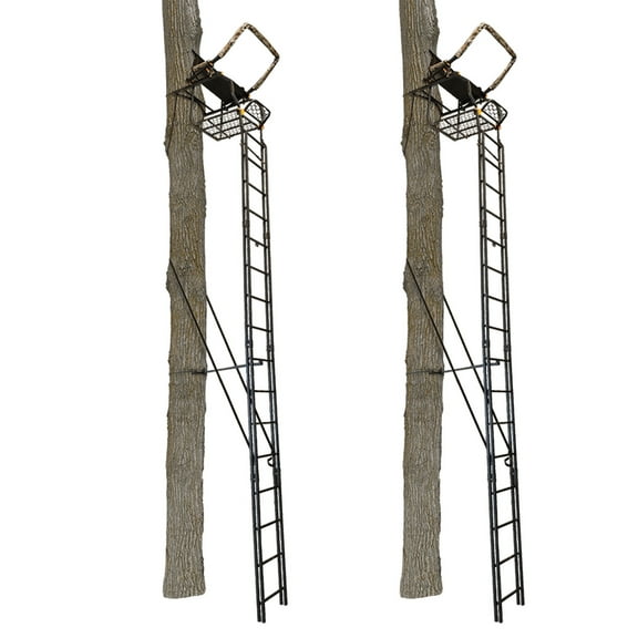 Muddy 20 Foot 1 Person Hunting Deer Ladder Tree Stand, Black (2 Pack)