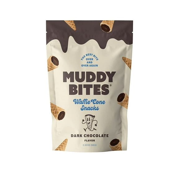 Muddy Bites Chocolate Filled Bite Size Waffle Cone Snack (Dark Chocolate, 5 Bags)