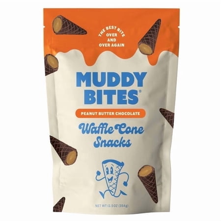 Muddy Bites Peanut Butter Chocolate Waffle Cone Snacks,12.5 oz