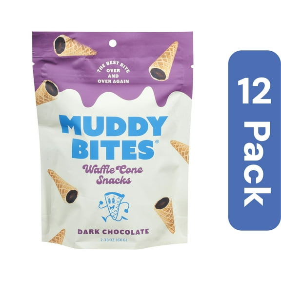 Muddy Bites Snack Waffle Cone Dark Chocolate 2.33 oz (Pack of 12)