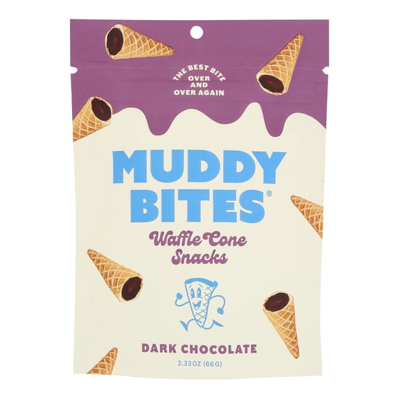 Muddy Bites - Waffle Cone Snacks Dark Chocolate - 2.33 Oz, Case of 12