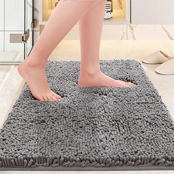 Super Absorbent Microfiber Mat for Mud Paws, Machine Washable & Quick Dry Chenille Pet Rug, Non Slip Pet Cleaner Mat for Indoor, Outdoor Entryway Rug, Dark Gray, 24"X16"