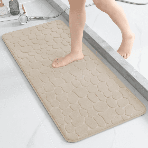 Muddy Cat Rug, Memory Foam Bath Mat Cobblestone Bathroom Mucky Rug, Super Water Absorbent Soft Bath Carpet, Non-Slip Washable Bath Mat for Bathroom Bedroom Living Room Pet Area,16"×24",Camel