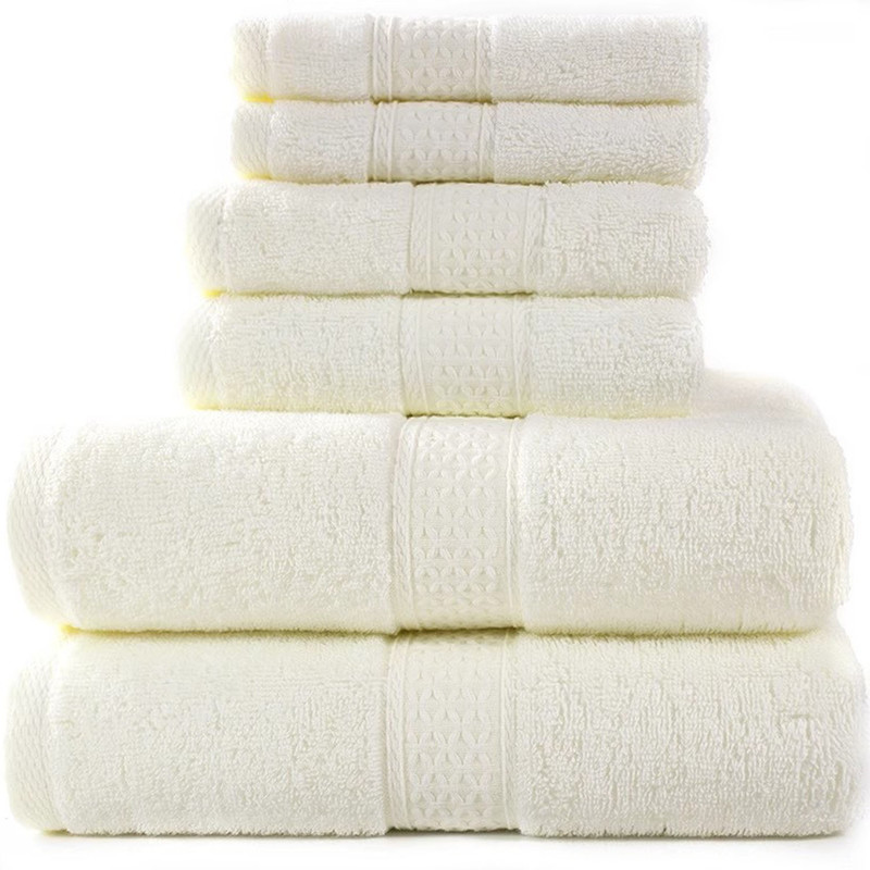 Muddy Cat Towels Luxury Bath Towel Set of 6 Pieces, 100% Turkish Cotton, Ultra Soft & Highly Absorbent for Everyday Use, 2 (700GSM) Bath Towels, 2 Hand Towels, 2Washcloths，Cream White