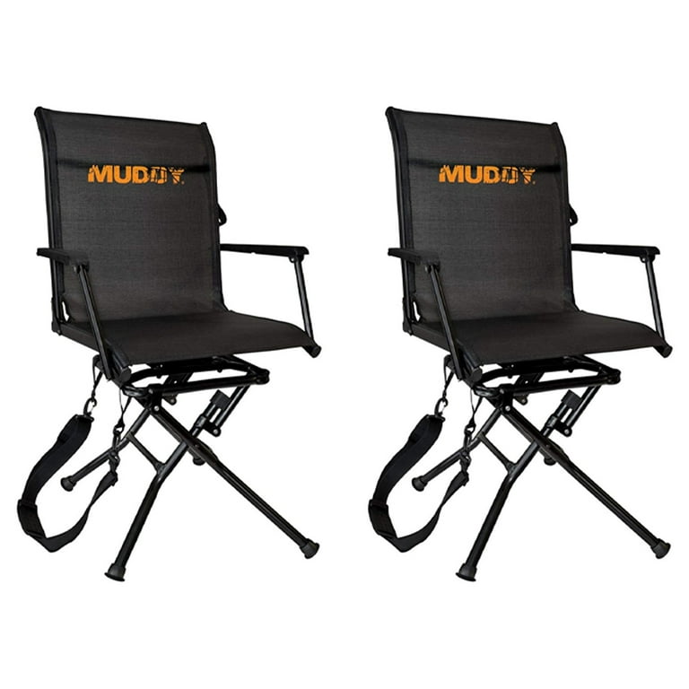 Muddy FlexTek Swivel Ease Portable Ground Camping Hunting Seat Black 2 Pack