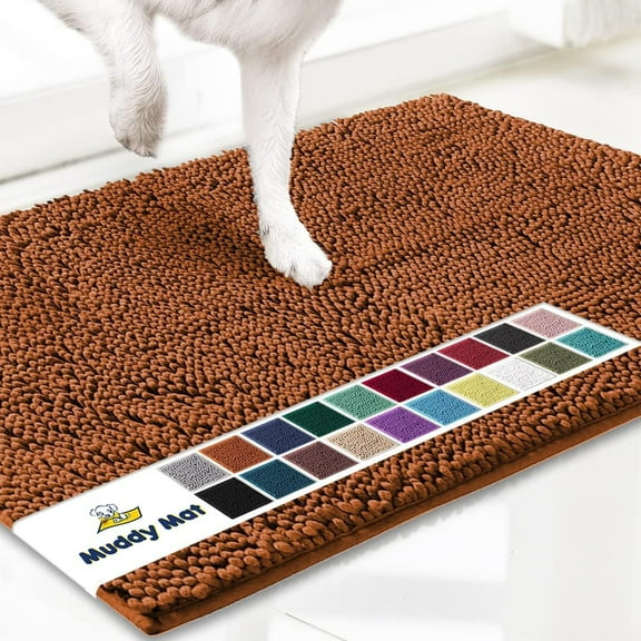 Muddy Mat® | Super Absorbent Door Mat Indoor, Microfiber Quick Dry Chenille Entryway Rug, Non-Slip Front Door Mat, Indoor Mats for Entryway, Machine Washable Pet Rug, Orange XXL 60"X48"
