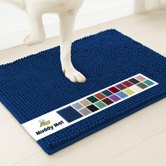 Muddy Mat® | Super Absorbent Door Mat Indoor, Microfiber Quick Dry Chenille Entryway Rug, Non-Slip Front Door Mat, Indoor Mats for Entryway, Machine Washable Pet Rug, Navy Blue 36"x60"
